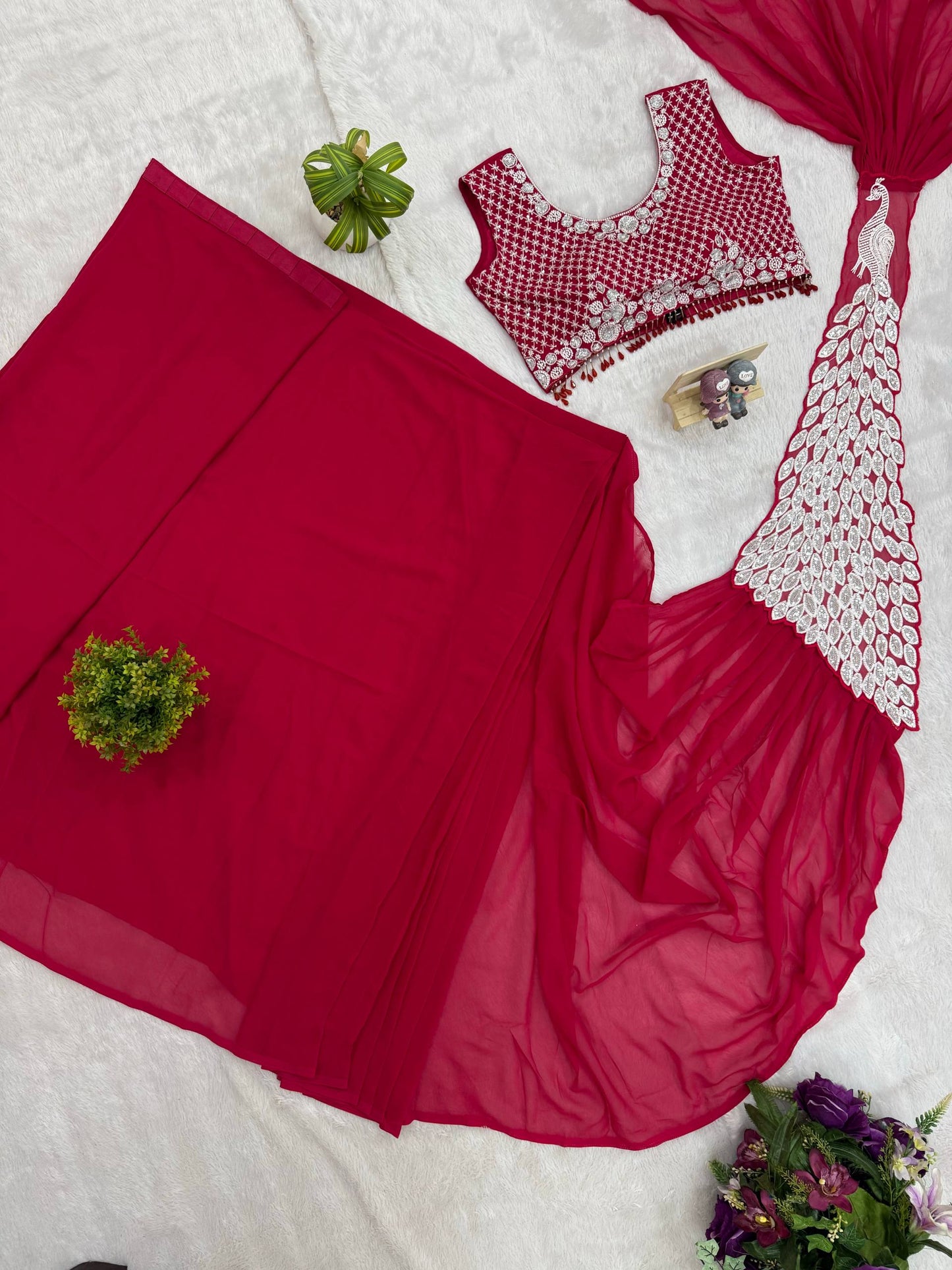 saree with fully embroidered