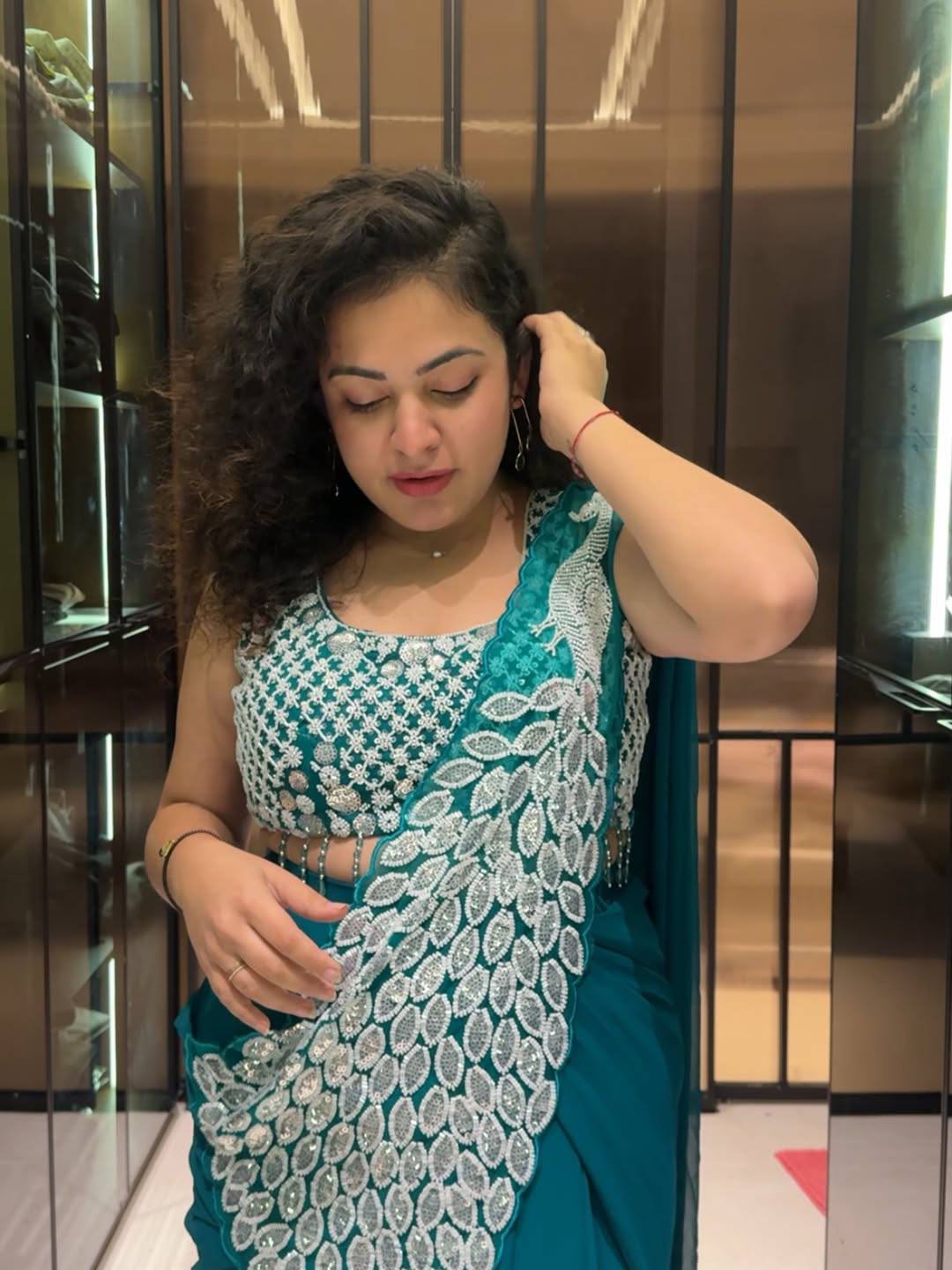 saree with fully embroidered