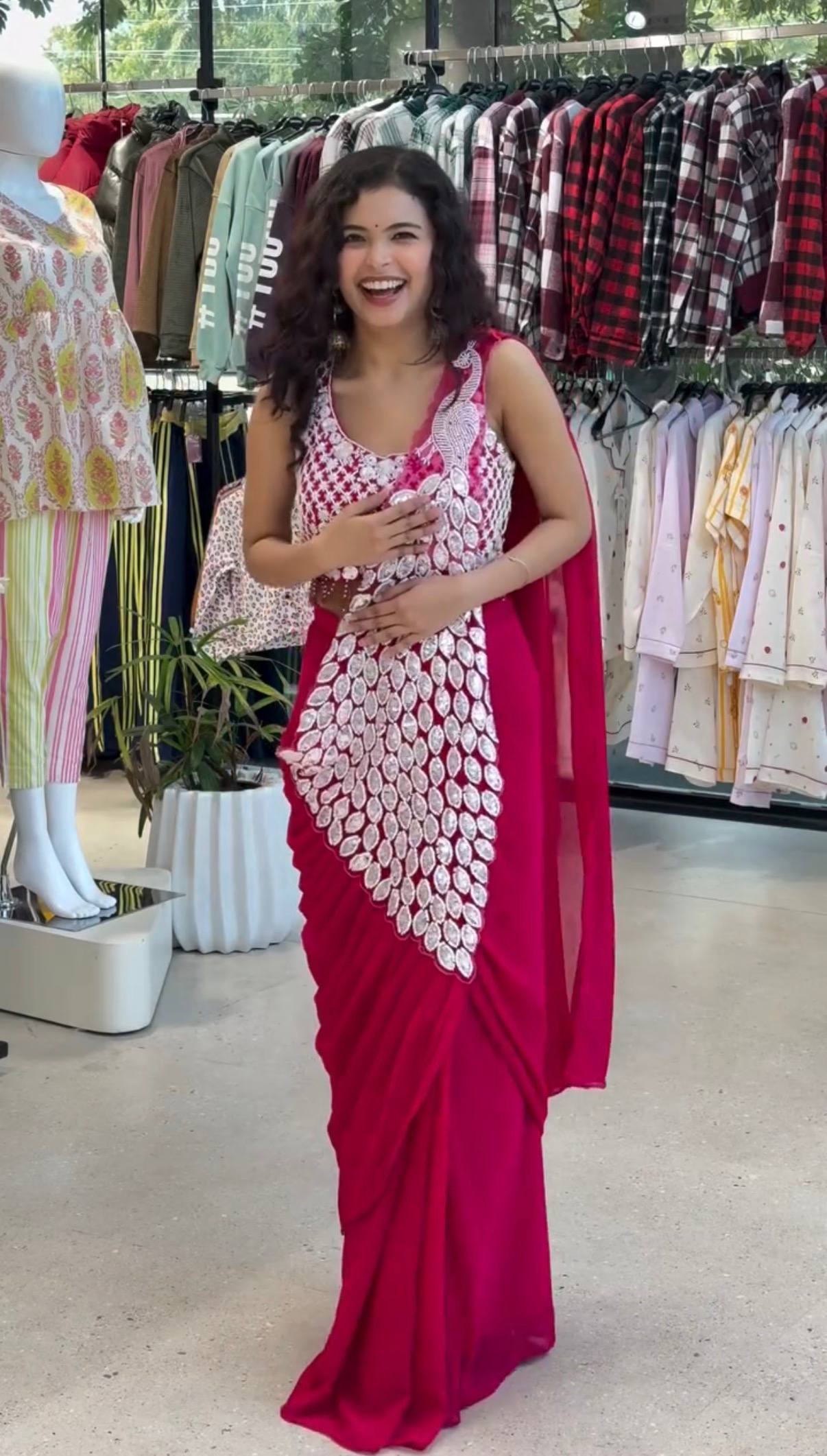 saree with fully embroidered