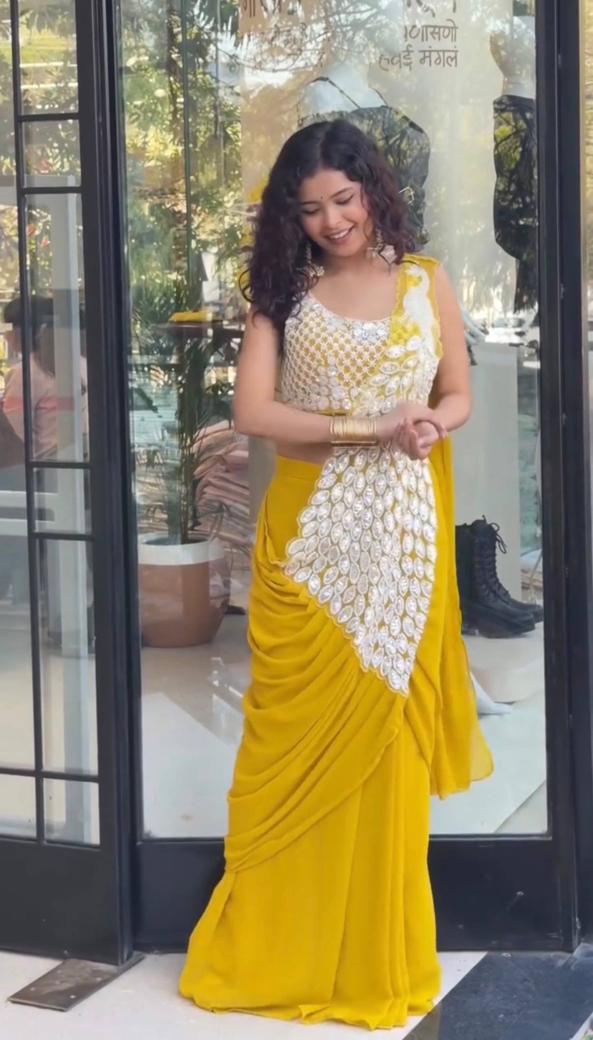 saree with fully embroidered