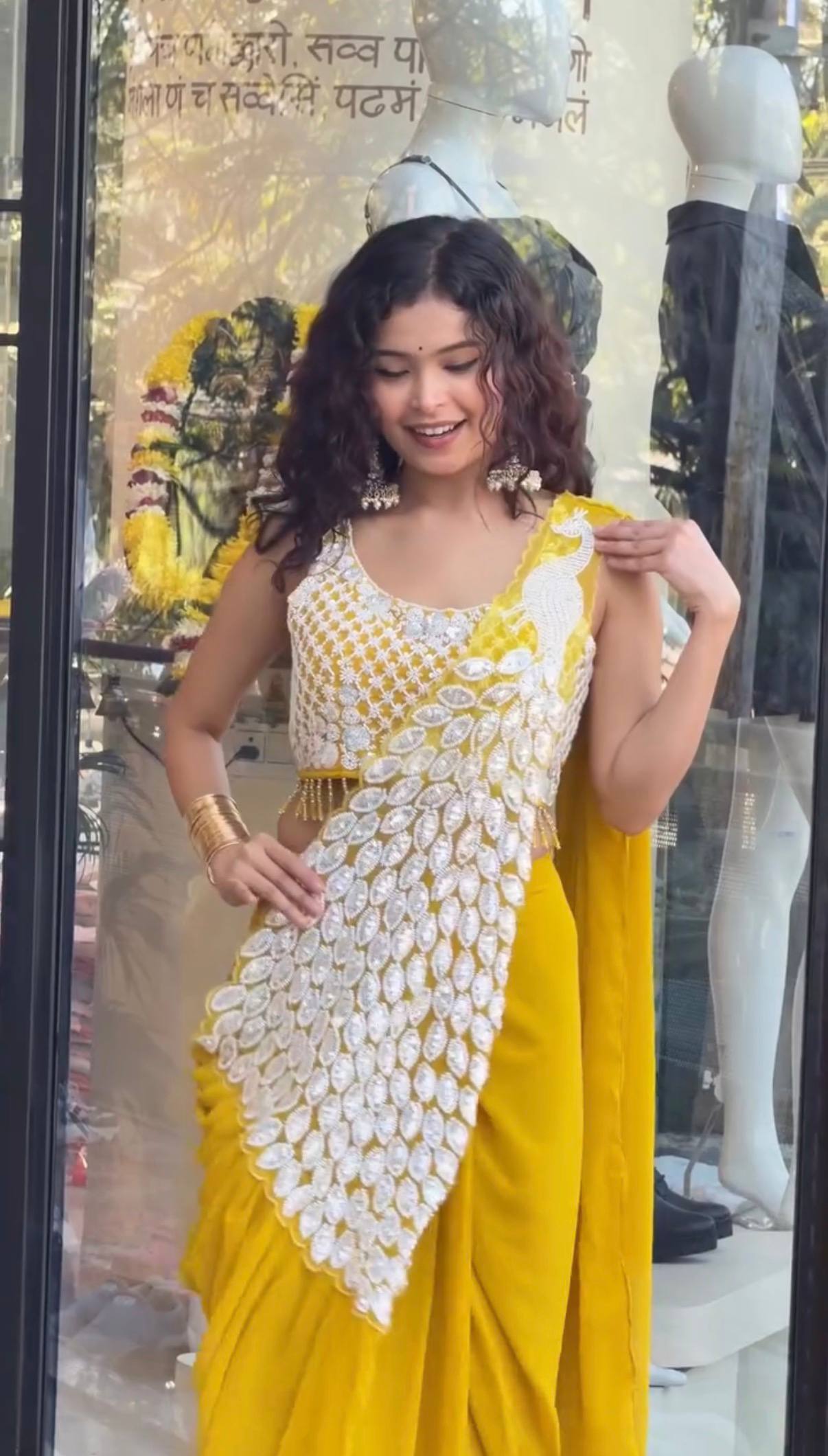 saree with fully embroidered