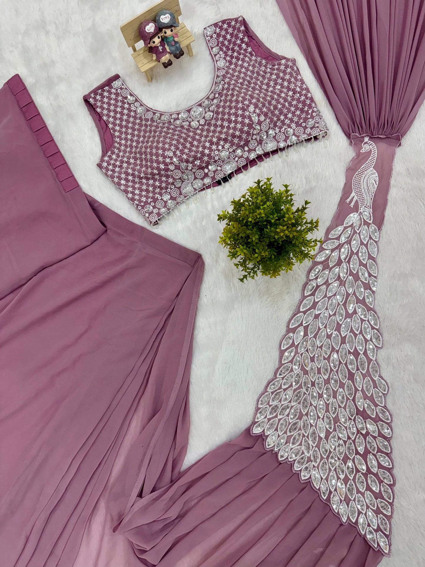 saree with fully embroidered