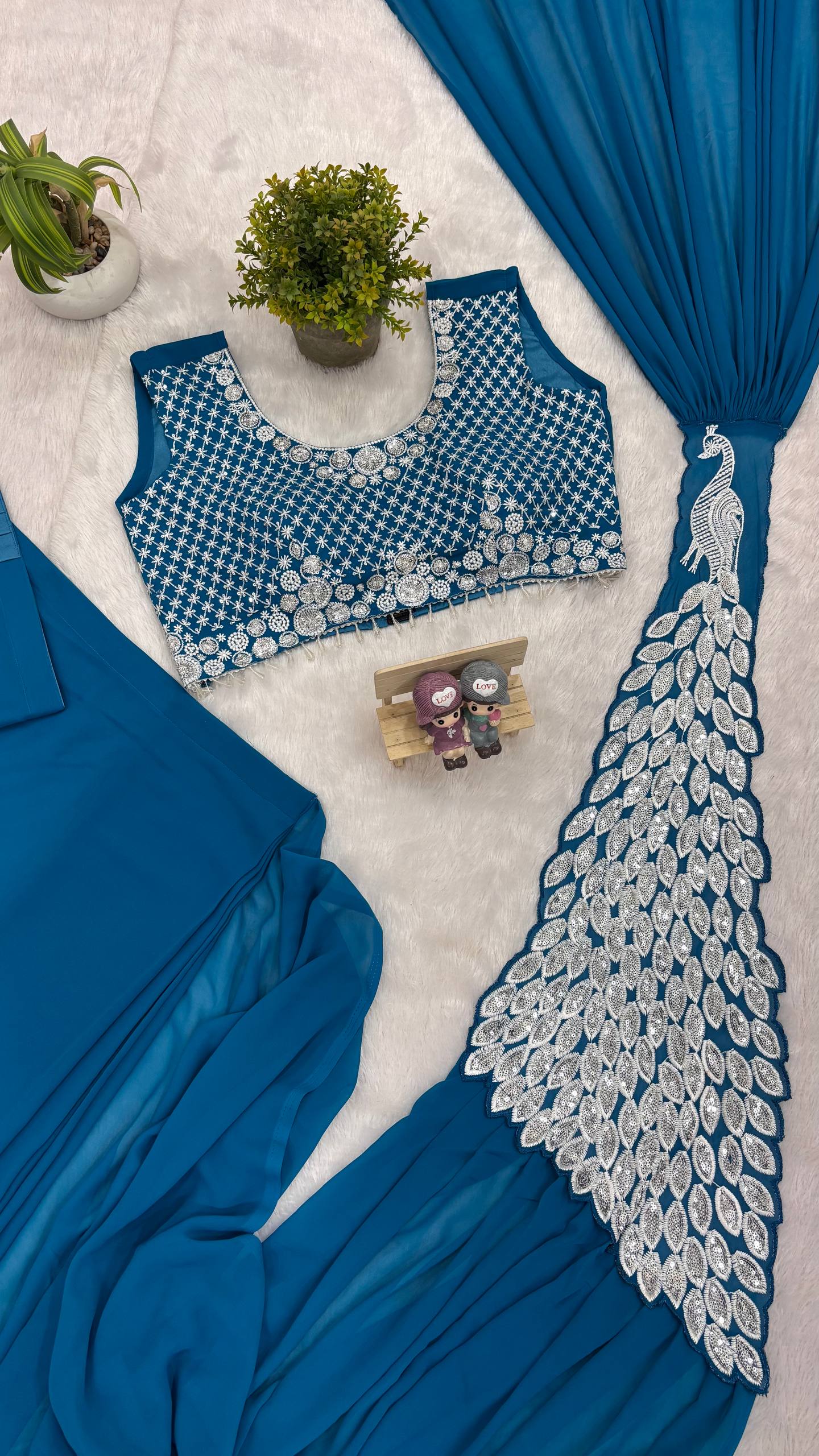 saree with fully embroidered