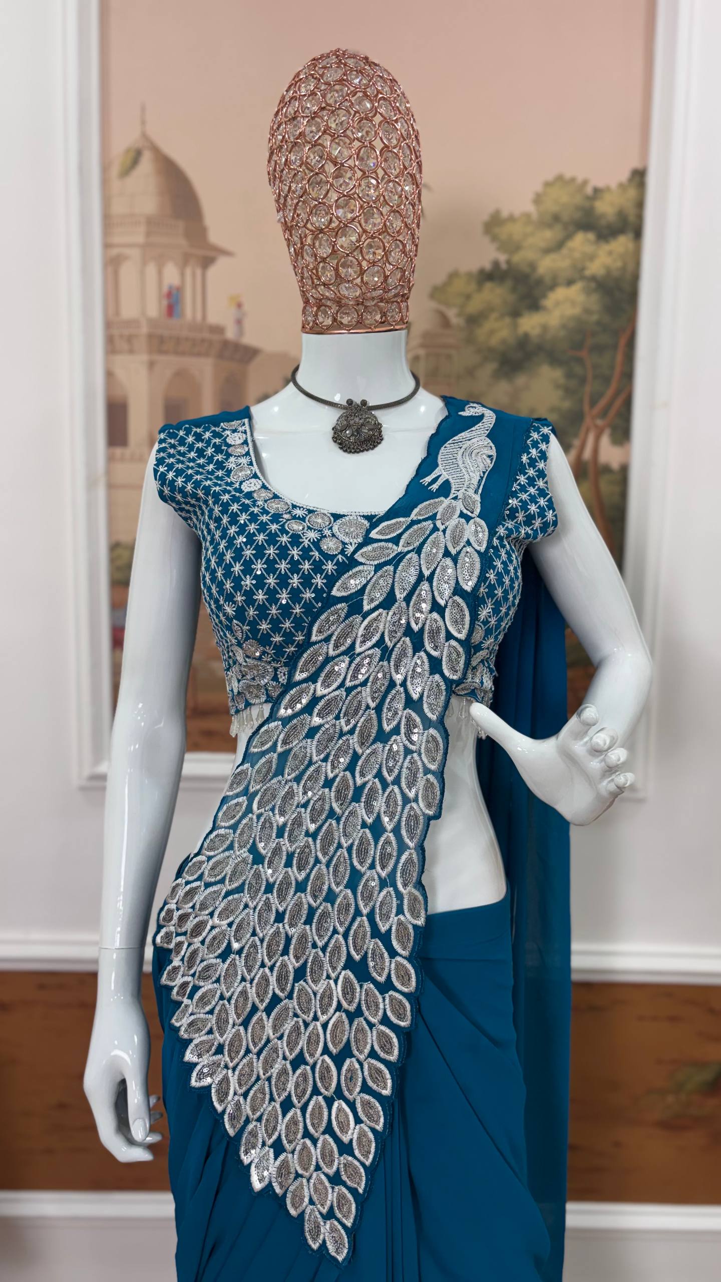 saree with fully embroidered