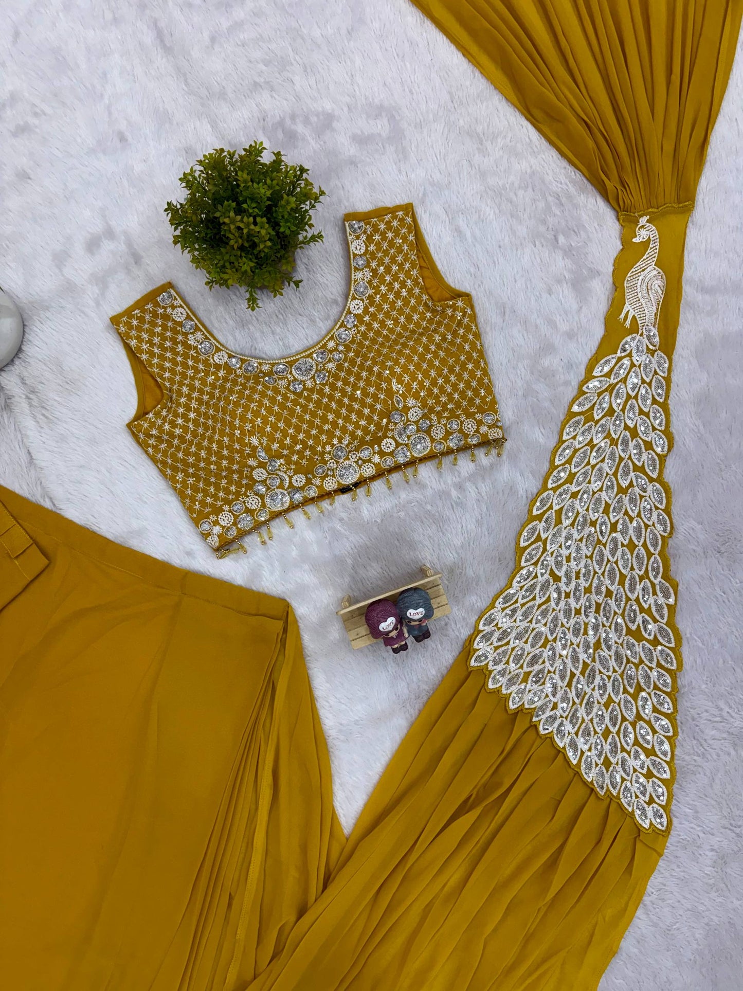 saree with fully embroidered